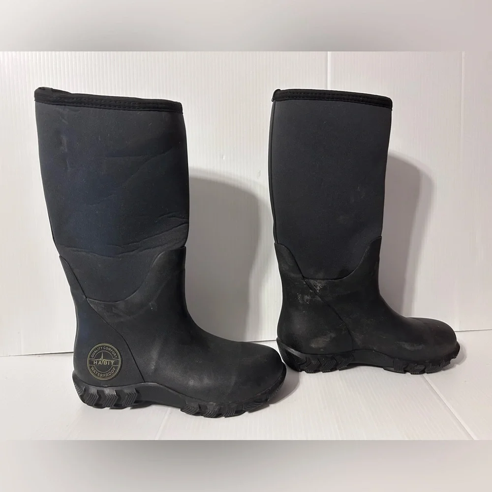Habit black waterproof rain hunting outdoor boots men size 7